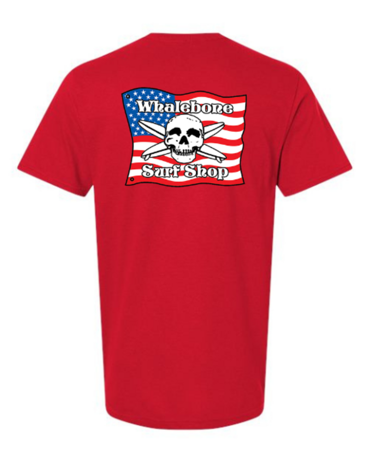 WHALEBONE LOGO AMERICAN FLAG GILDAN SOFTYSTYLE TEE