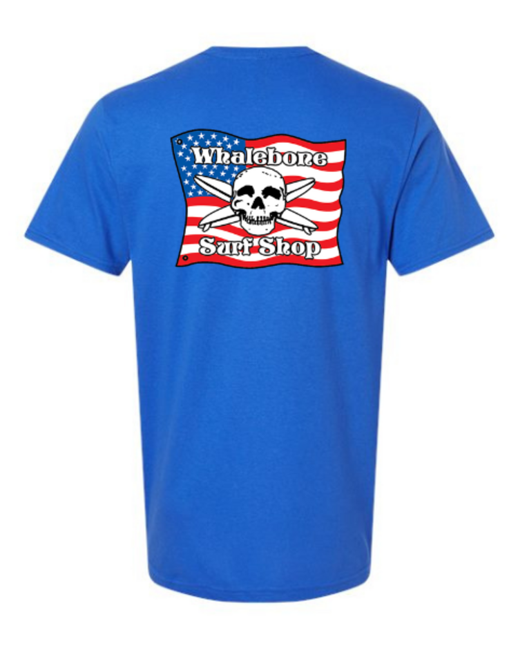 WHALEBONE LOGO AMERICAN FLAG GILDAN SOFTYSTYLE TEE