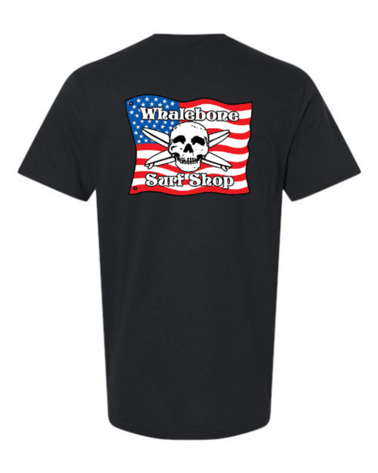 WHALEBONE LOGO AMERICAN FLAG GILDAN SOFTYSTYLE TEE