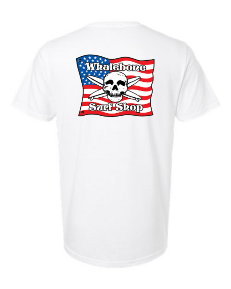 WHALEBONE LOGO AMERICAN FLAG GILDAN SOFTYSTYLE TEE