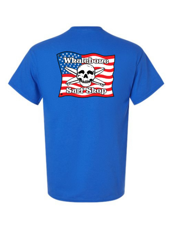 WHALEBONE LOGO American Flag Gildan 2x-5x Tee