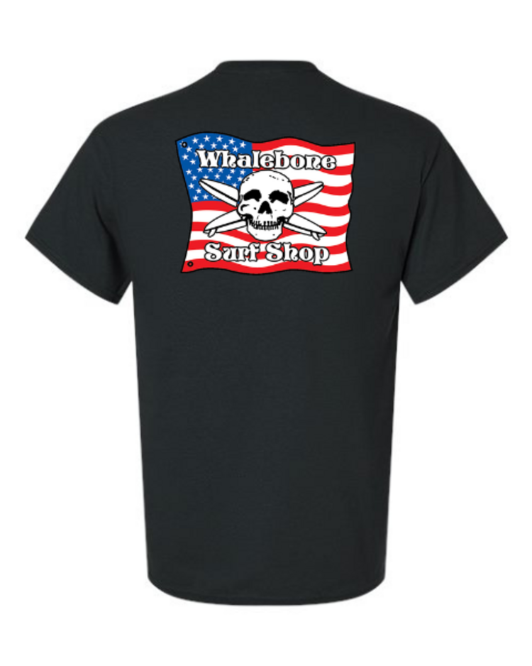 WHALEBONE LOGO AMERICAN FLAG GILDAN 2X-5X TEE