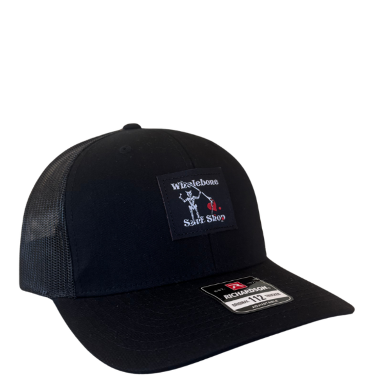 WHALEBONE LOGO BLACKBEARD PATCH TRUCKER HAT - BLACK
