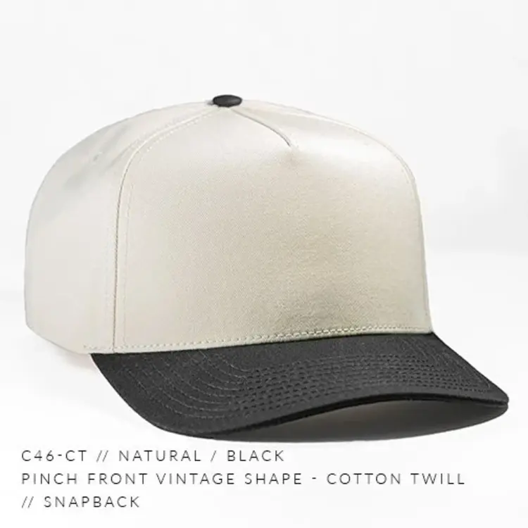 WHALEBONE LOGO 90's GARAGE C46-CT PINCH FRONT SNAPBACK - NATURAL/BLACK