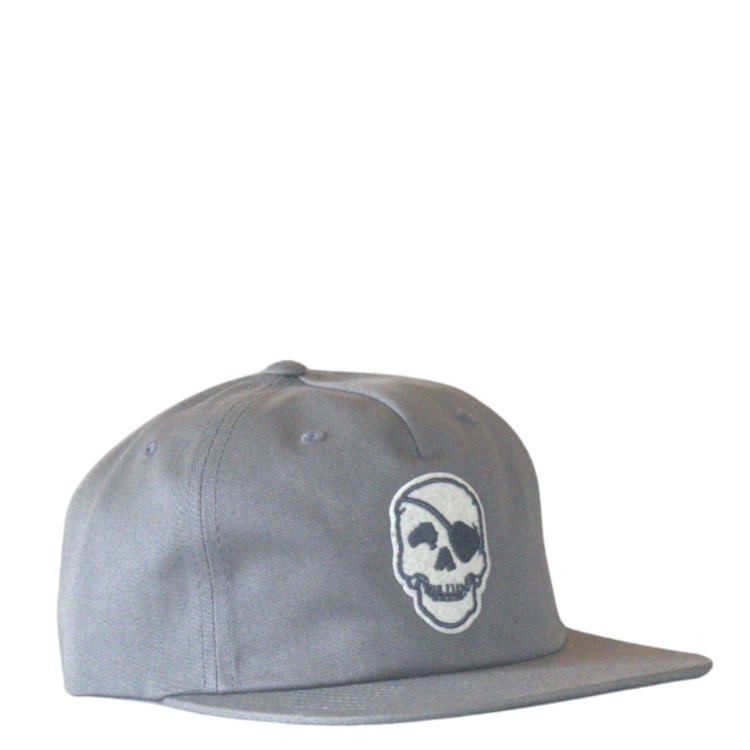 WHALEBONE LOGO 90's GARAGE UNSTRUCTURED LEATHER STRAPBACK - STEEL GREY