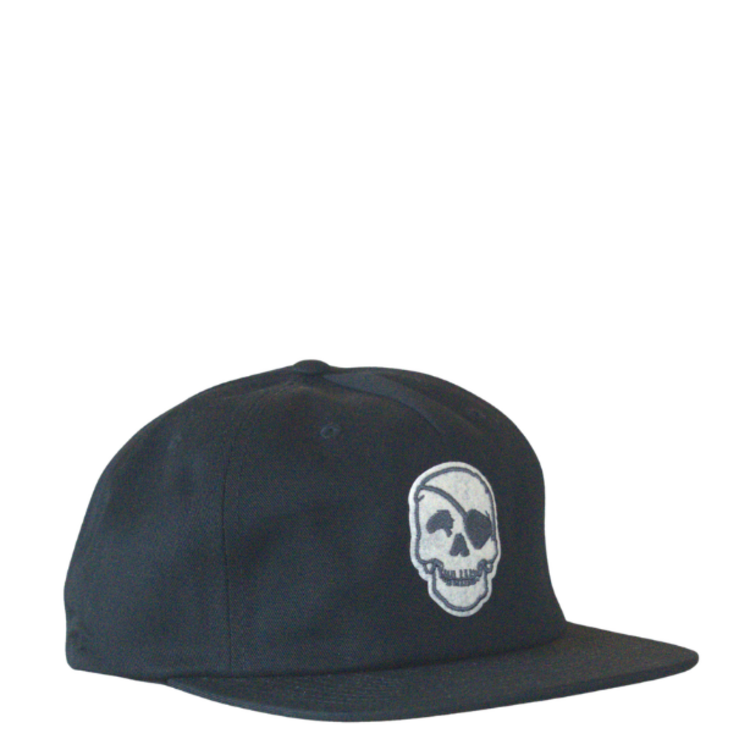 WHALEBONE LOGO 90's GARAGE UNSTRUCTURED LEATHER STRAPBACK - BLACK