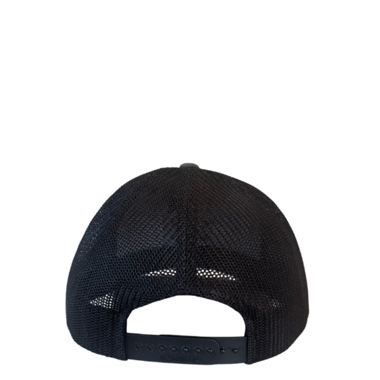WHALEBONE LOGO OG EMBROIDERED  FLAG RICHARDSON 112+ STRETCH TRUCKER - CHARCOAL/BLACK