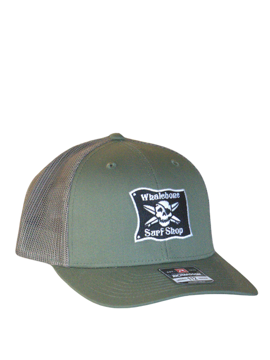 WHALEBONE LOGO OG Embroidered Flag Trucker - Loden/Med-Large
