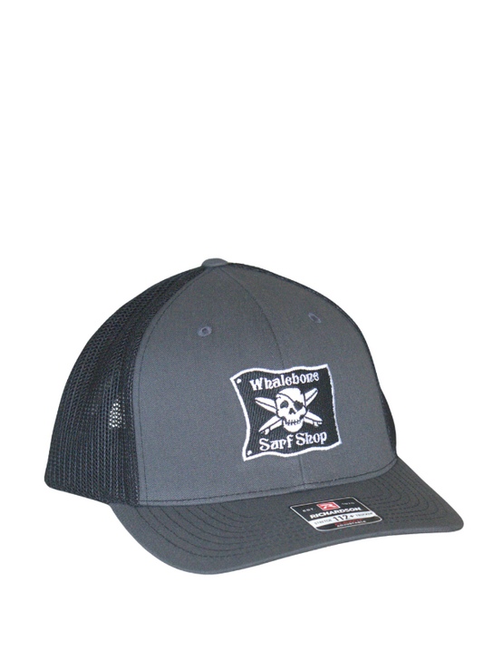 WHALEBONE LOGO OG Embroidered Flag Stretch Trucker - Charcoal/Black