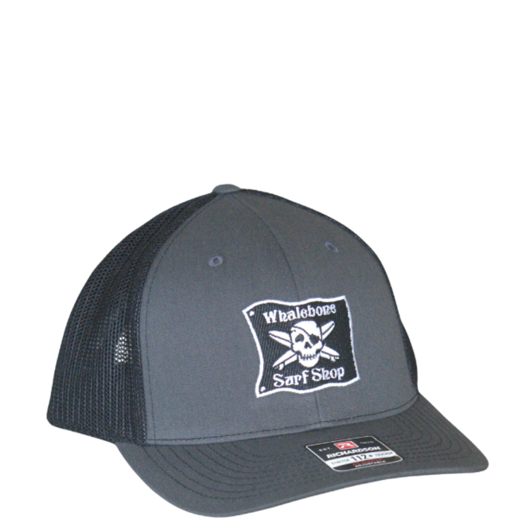 WHALEBONE LOGO OG EMBROIDERED  FLAG RICHARDSON 112+ STRETCH TRUCKER - CHARCOAL/BLACK