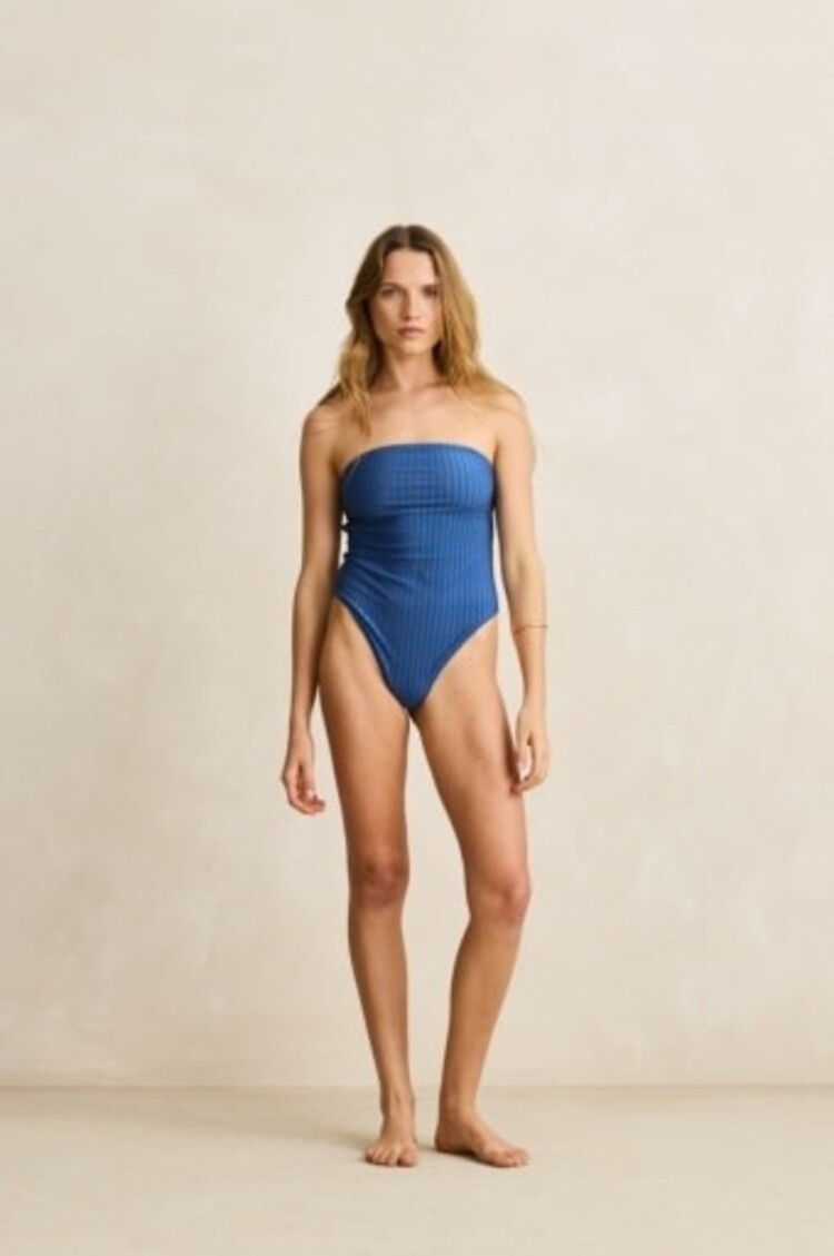 RHYTHM PACIFIC RIB STRAPLESS ONE PIECE DARK BLUE