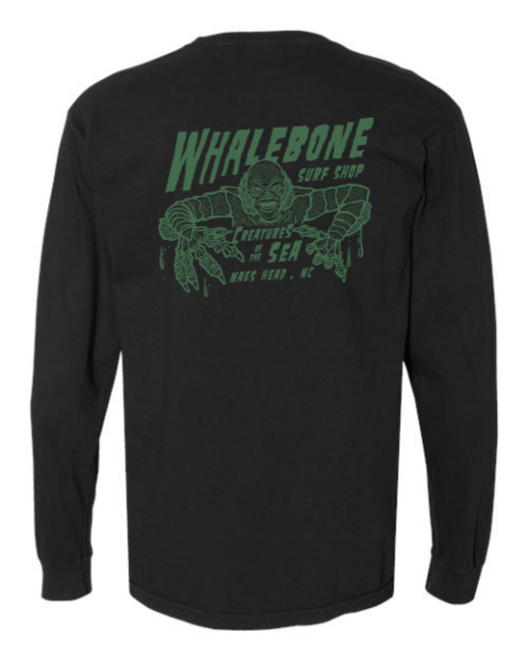 WHALEBONE LOGO CREATURES GREEN LONG SLEEVE TEE