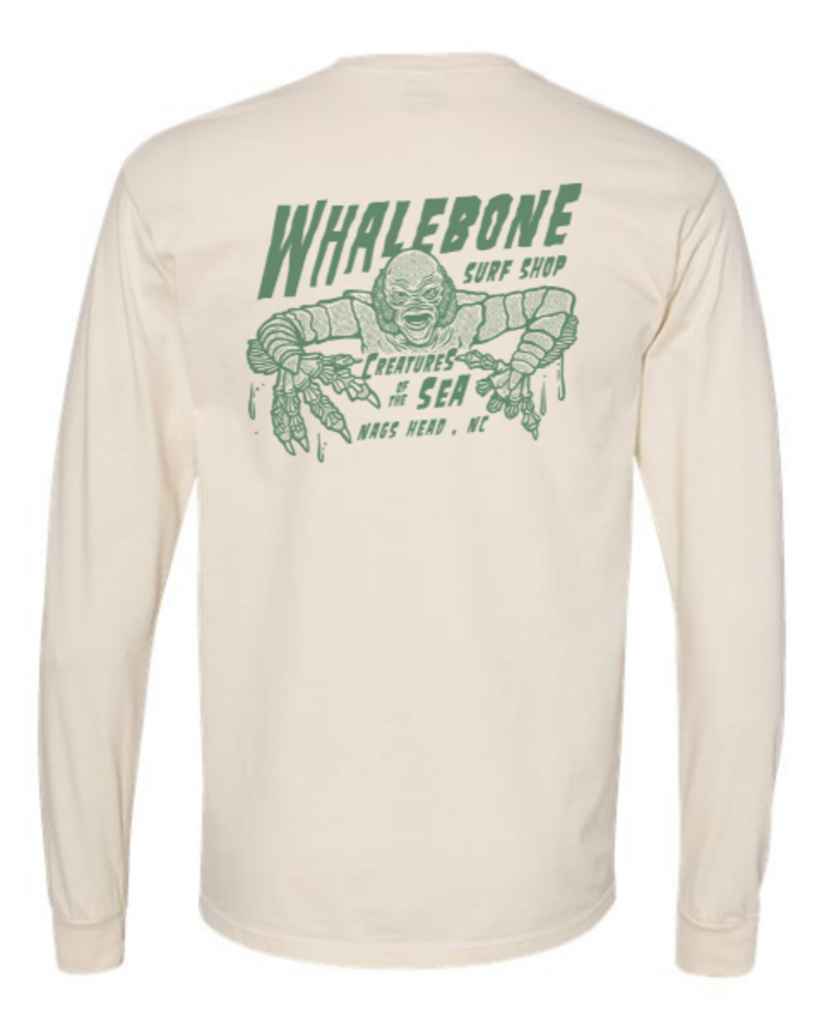 WHALEBONE LOGO CREATURES GREEN LONG SLEEVE TEE