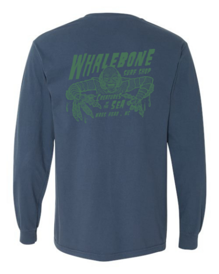 WHALEBONE LOGO CREATURES GREEN LONG SLEEVE TEE