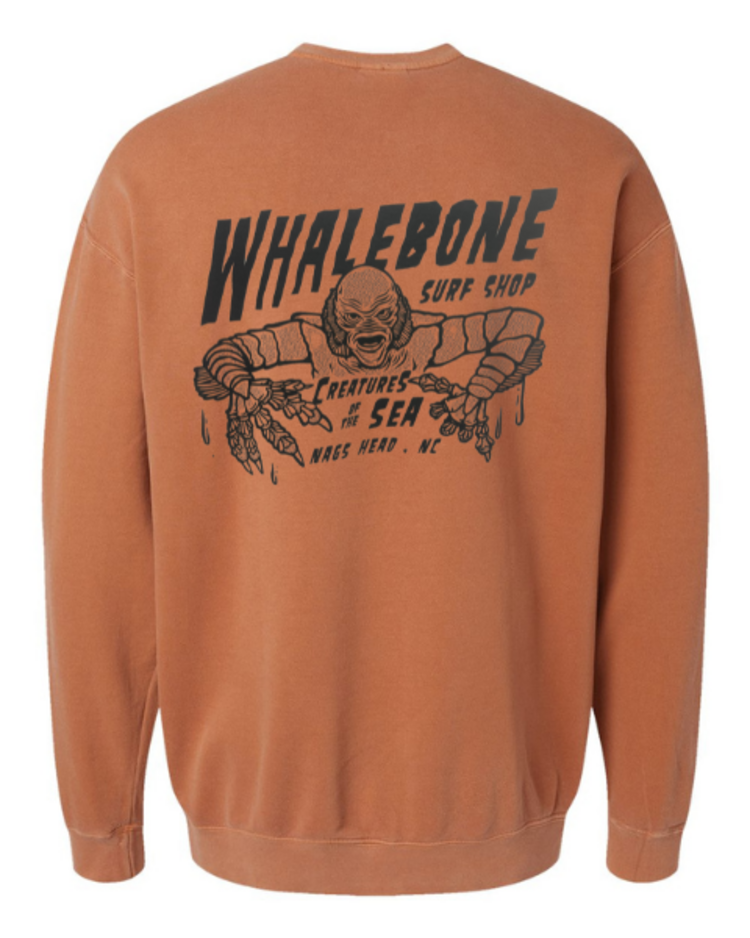 WHALEBONE LOGO CREATURES BLACK CREWNECK