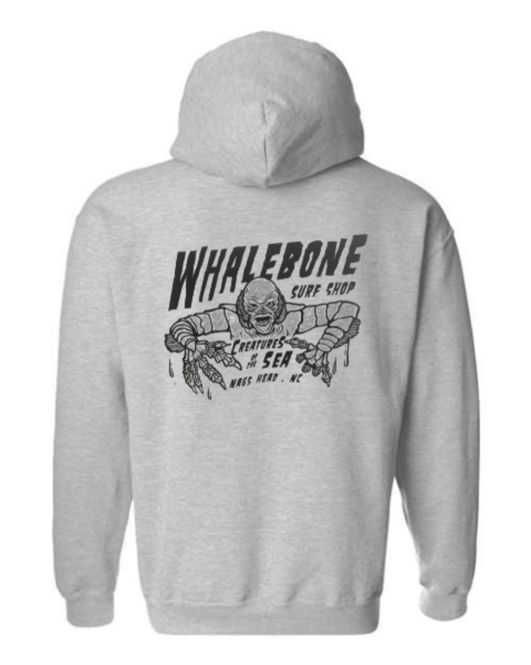 WHALEBONE LOGO CREATURES BLACK MIDWEIGHT PULLOVER