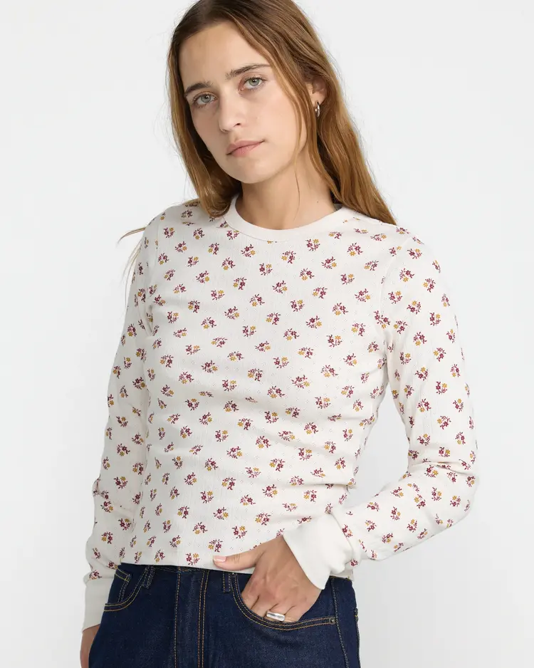 RVCA PIONEER LONG SLEEVE TEE:  CLOUD