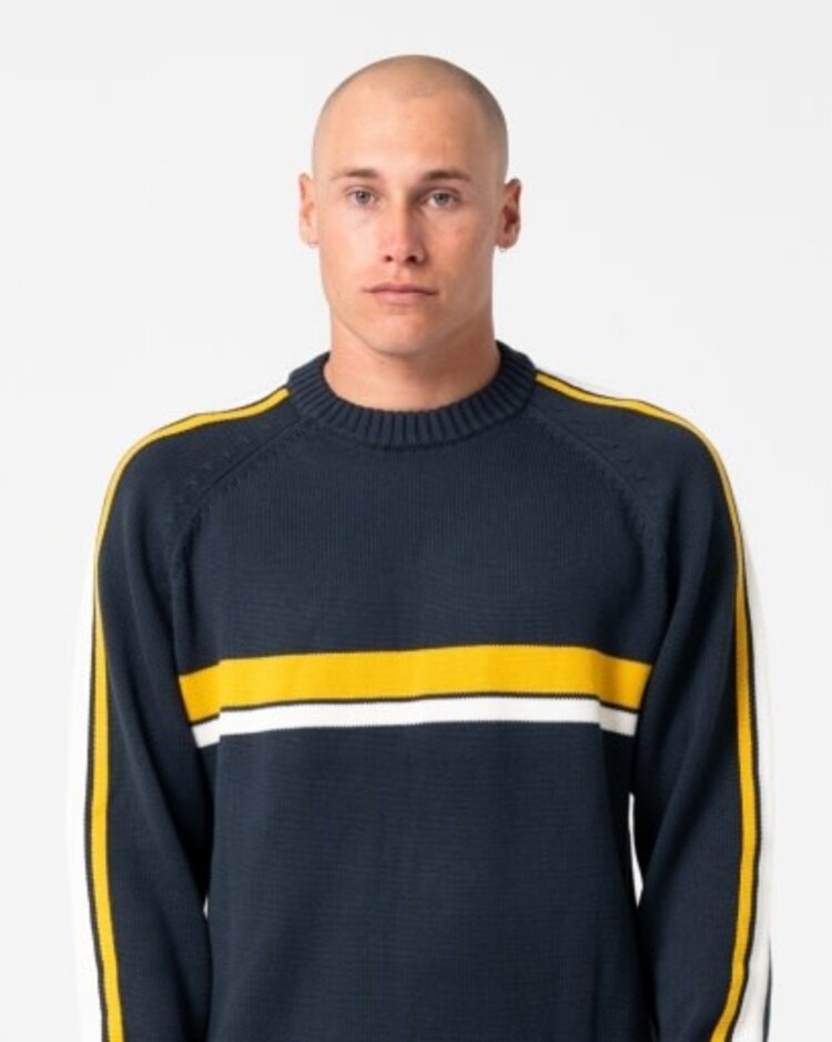RUSTY USA WHITE LINES 2.0 KNITTED CREW