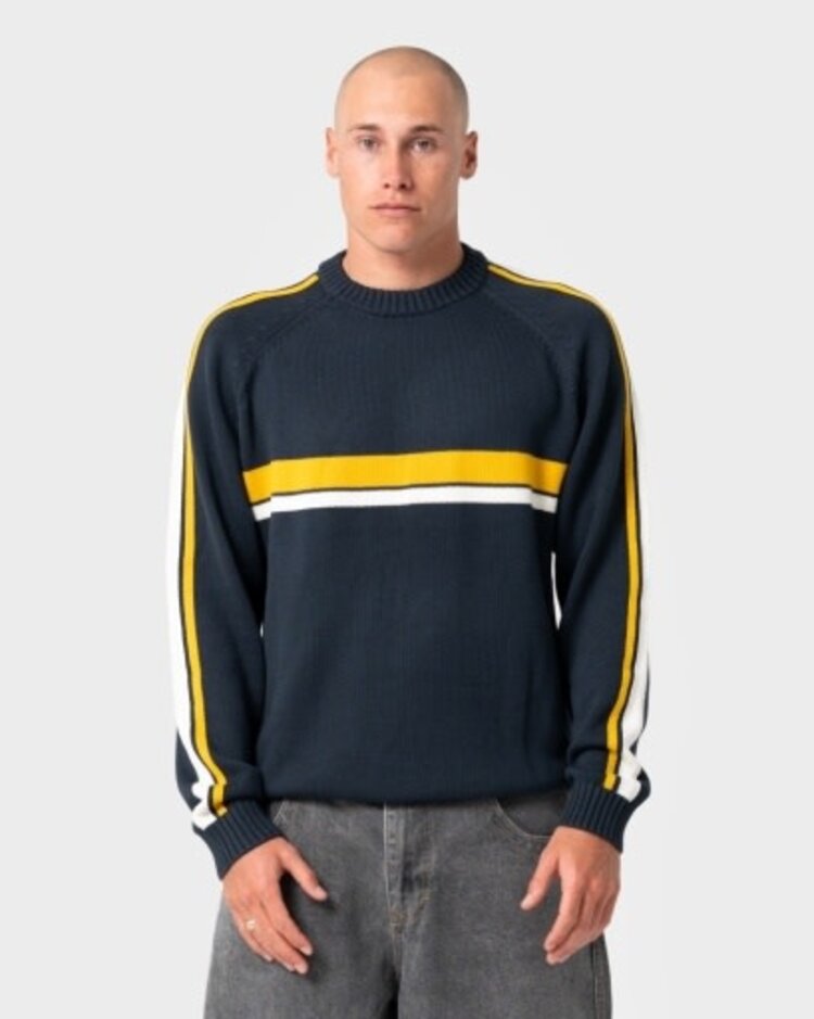RUSTY USA WHITE LINES 2.0 KNITTED CREW