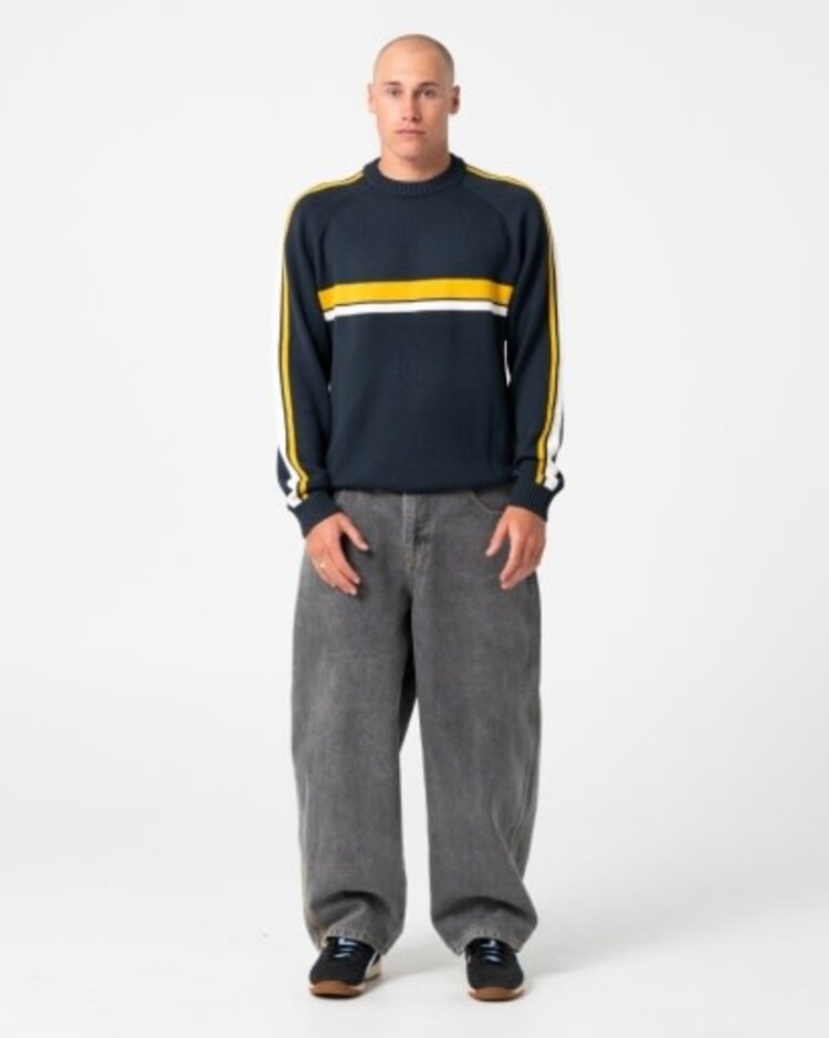 RUSTY USA WHITE LINES 2.0 KNITTED CREW