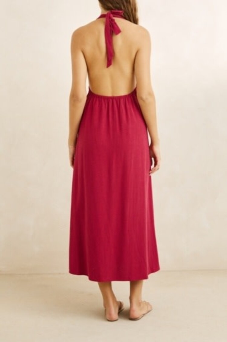 RHYTHM SUNNY DAYS LINEN HALTER NECK MAXI DRESS