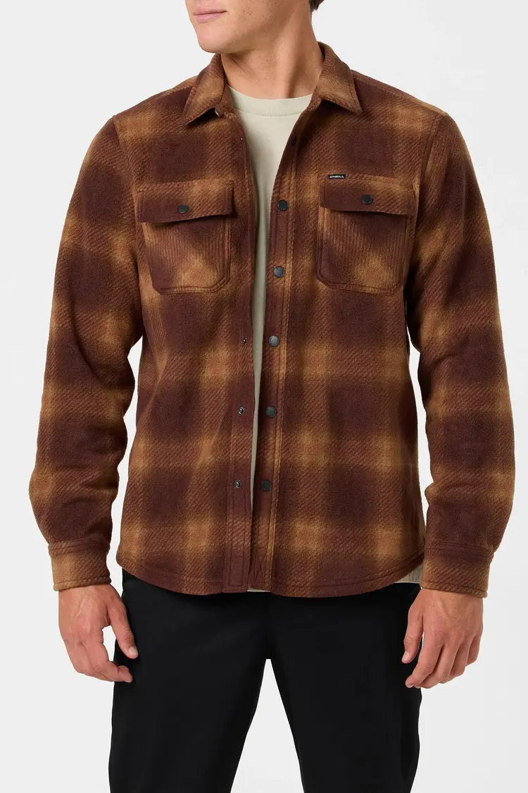 O'NEILL GLACIER PLAID SUPERFLEECE LONG SLEEVE SHIRT