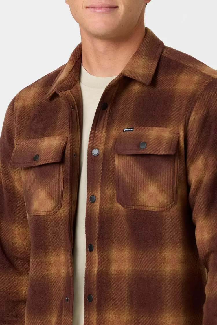 O'NEILL GLACIER PLAID SUPERFLEECE LONG SLEEVE SHIRT