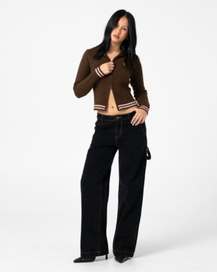 RUSTY USA DEVIL GIRL KNITTED ZIP THROUGH HOOD