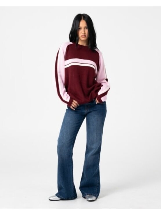 RUSTY USA White Lines Two L/S Crew Neck Knit