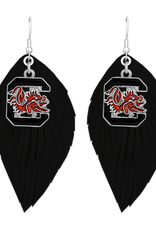 South Carolina Gamecocks Boho Earrings with Crimson Logo Charm