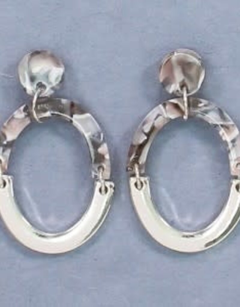 Earrings-Silver with Gray Resin