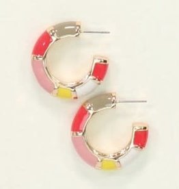 Earrings-Pink Multi Color Hoops