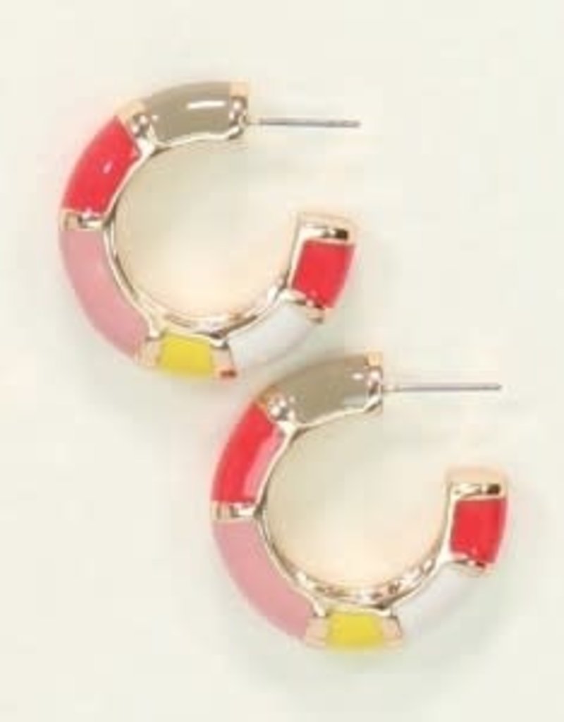 Earrings-Pink Multi Color Hoops