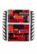 St Michel Cube Bead Silver/Red