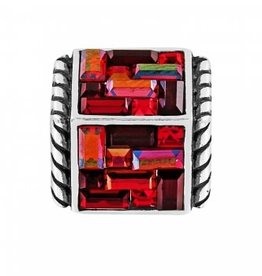 St Michel Cube Bead Silver/Red