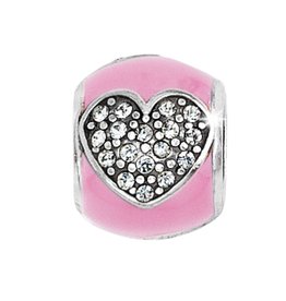 Blissful Hearts Bead Silver-Pink