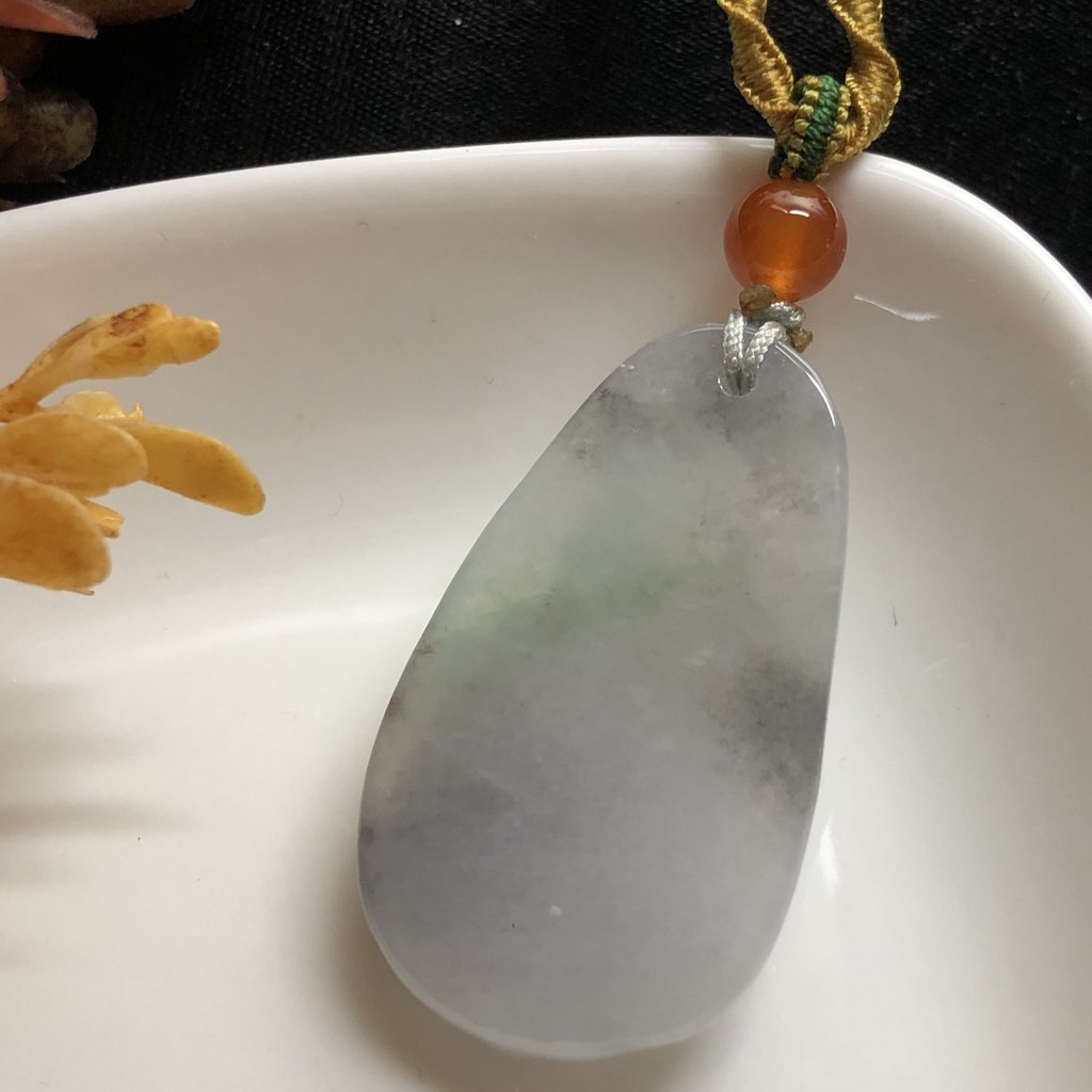 28.5 mm Grade A Icy Dark Green Wuji Carved Bat Jadeite Jade Pendant