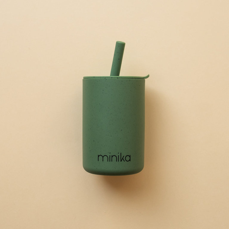 MINIKA VERRE AVEC PAILLE ET COUVERCLE - LEAF