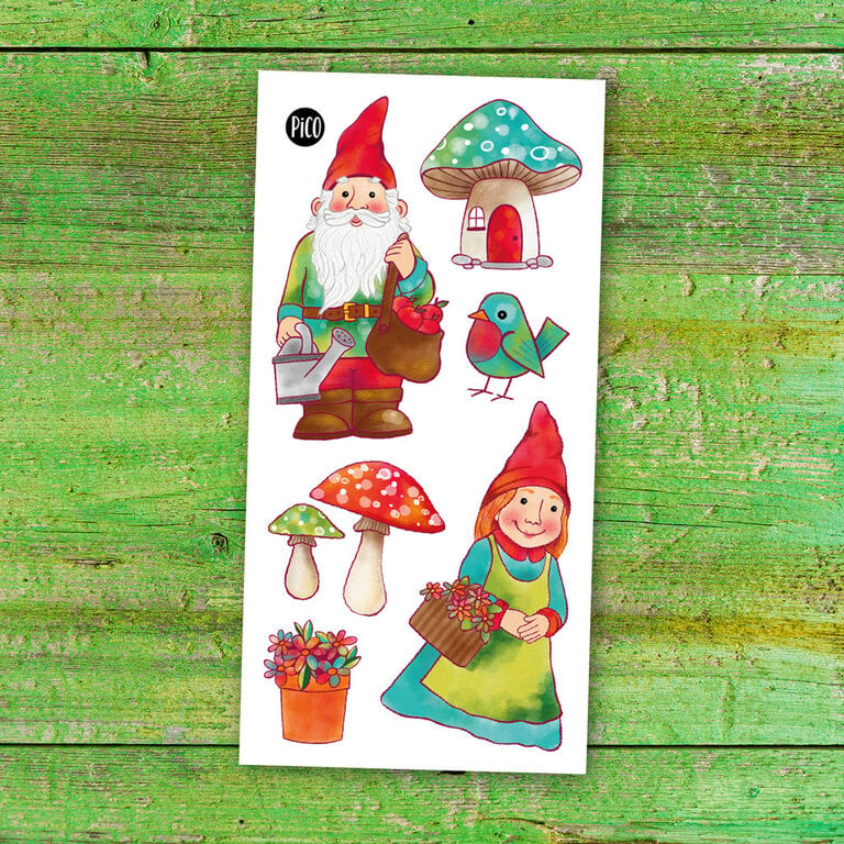 PICO TATOO TEMPORARY TATTOOS - GARDEN GNOMES