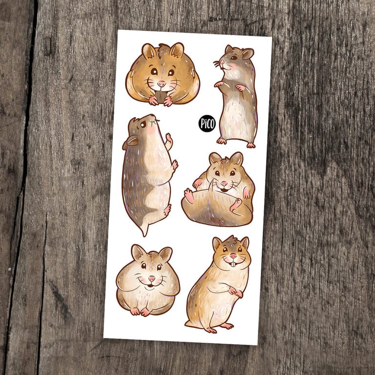 PICO TATOO TEMPORARY TATTOOS - POOKY THE HAMSTER AND FRIENDS