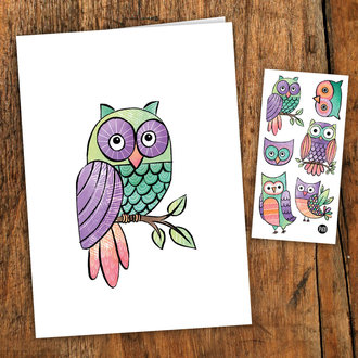 PICO TATOO CARTE DE SOUHAITS -  CHOUETTES HIBOUX