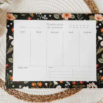 LE PETIT TABLEAU NOIR LE PETIT TABLEAU NOIR - PLANIFICATEUR DE SEMAINE - FLORAL NOCTURNE