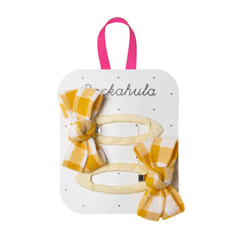 ROCKAHULA ENSEMBLE DE 2 BARRETTES - BOUCLES À CARREAUX RÉTRO OCRE