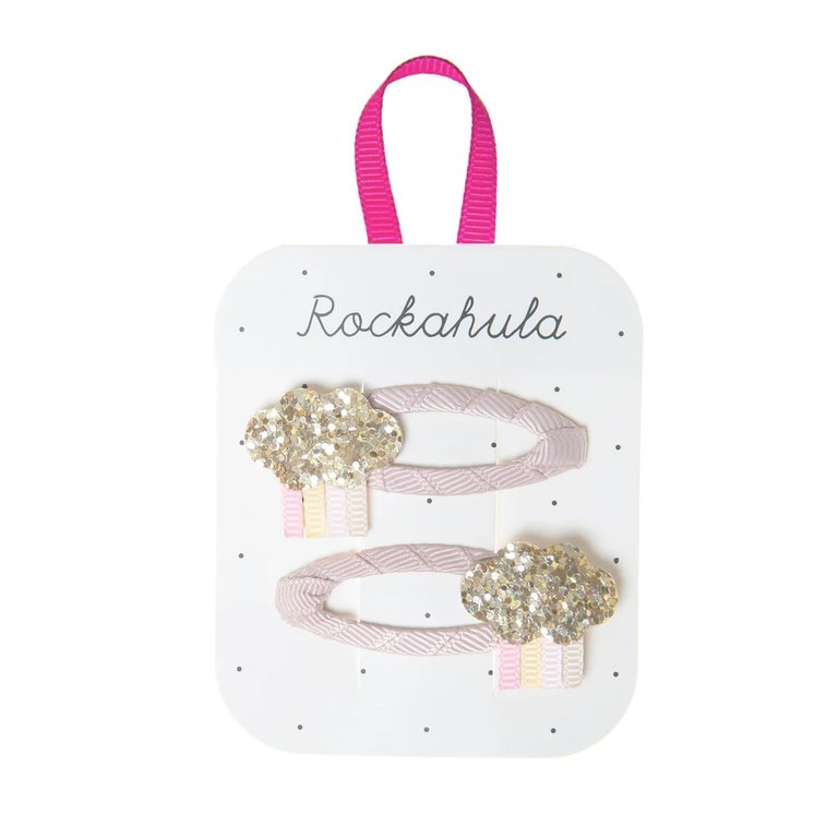 ROCKAHULA ENSEMBLE DE 2 BARRETTES - NUAGES PLUVIEUX BRILLANTS PASTELS