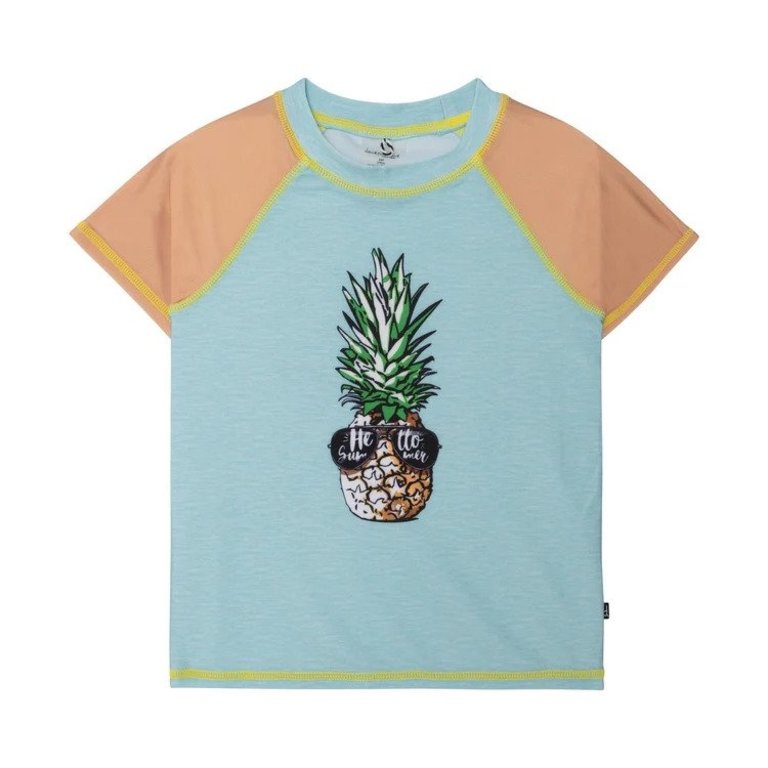 DEUX PAR DEUX 2 PAR 2 - T-SHIRT MAILLOT IMPRIMÉ ANANAS - TURQUOISE