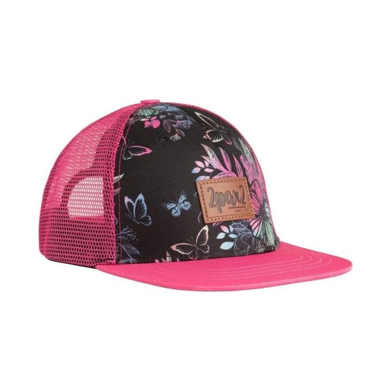 DEUX PAR DEUX 2 PAR 2 - CASQUETTE IMPRIMÉE PAPILLONS - NOIR ET ROSE