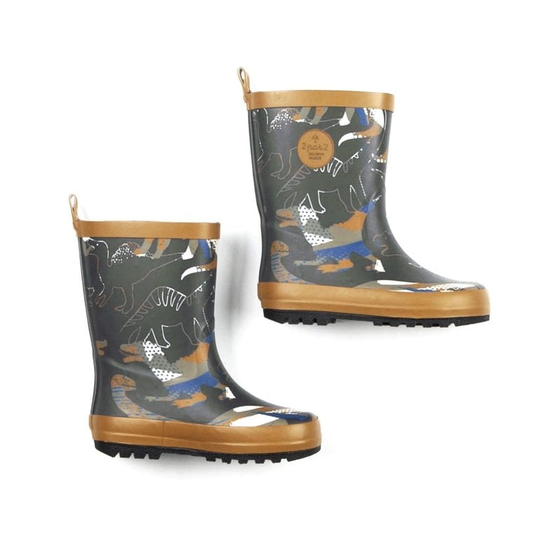 DEUX PAR DEUX 2 PAR 2 - BOTTES DE PLUIE KAKI IMPRIMÉES DINO