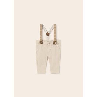 MAYORAL PANTALON COTON À BRETELLES - BEIGE