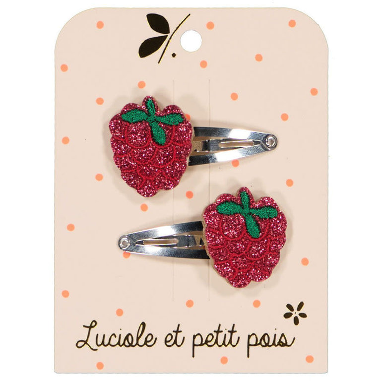 LUCIOLE ET PETIT POIS DUO DE BARRETTES - FRAMBOISES