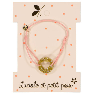 LUCIOLE ET PETIT POIS BRACELET CORDON ÉLASTIQUE - COEUR ROSE